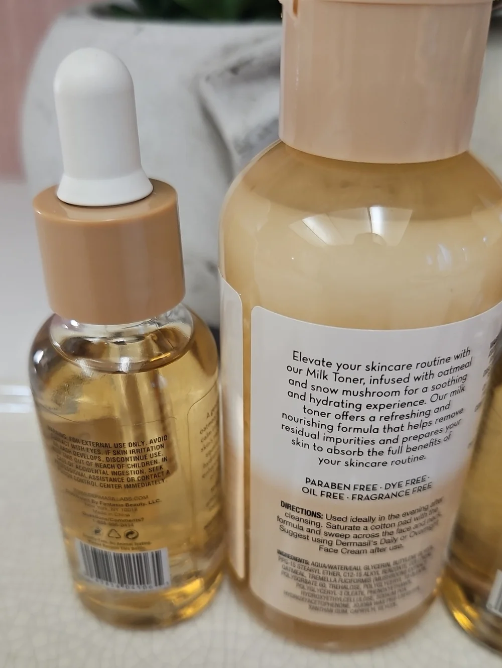 Dermasil OATMEAL Toner & OATMILK RESTORATIVE FACE SERUM  3-PC SET